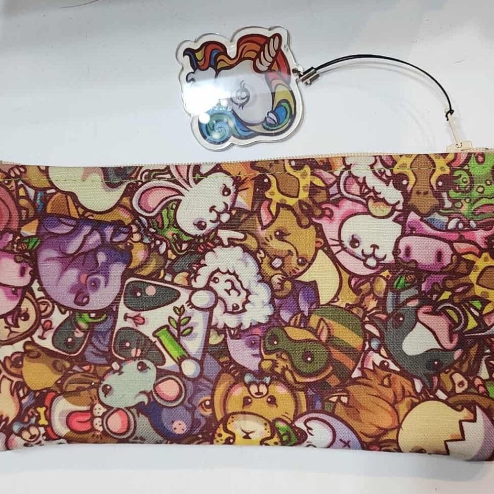 Animal Collage Small Red Clutch With Artist Signature